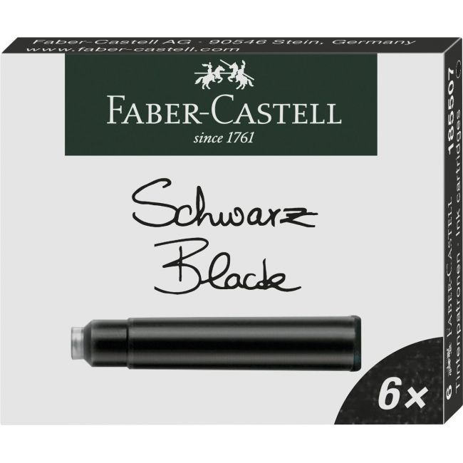Cartuse cerneala mici negru 6 buc/cutie faber-castell