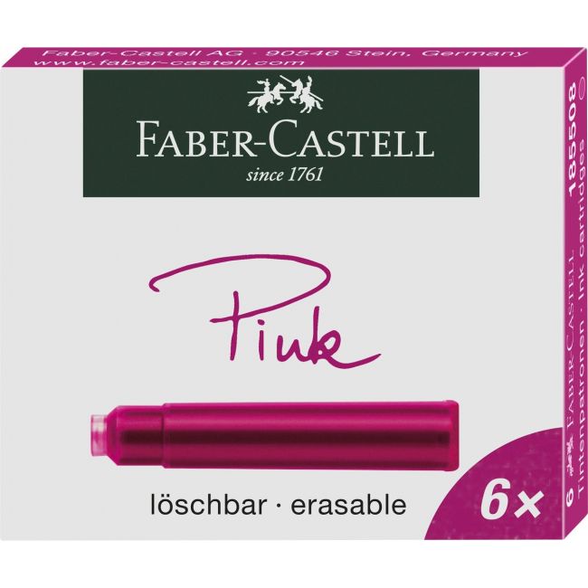 Cartuse cerneala mici roz 6 buc/cutie faber-castell