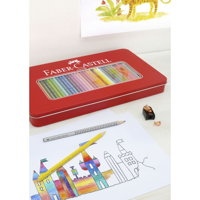 Creioane colorate 12 culori cutie metal faber-castell