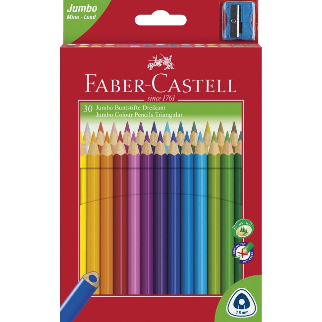 Creioane colorate jumbo + ascutitoare faber-castell