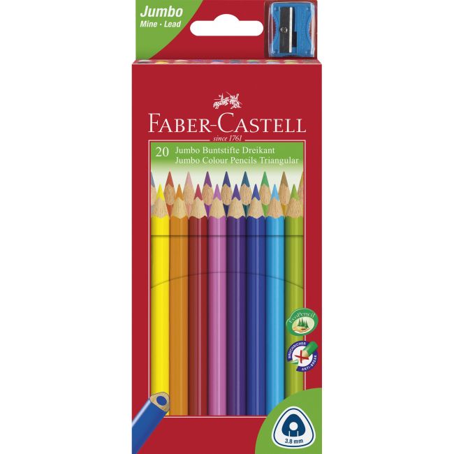 Creioane colorate jumbo + ascutitoare faber-castell
