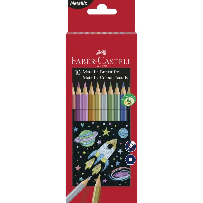 Creioane colorate metalizate 10 culori faber-castell