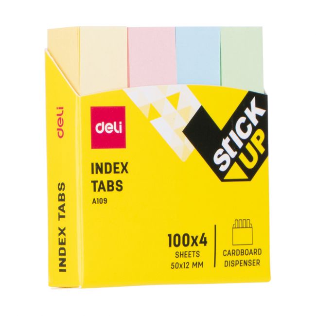 Index adeziv hartie 12x50mm 4 culori 100 file deli