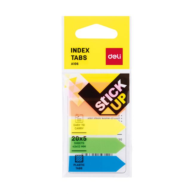 Index adeziv plastic 12x43mm 5 culori 20 file deli