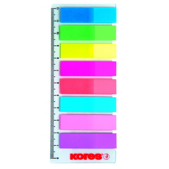 Index plastic reinscriptibil 12 x 45 mm 8 culori x 15 file kores