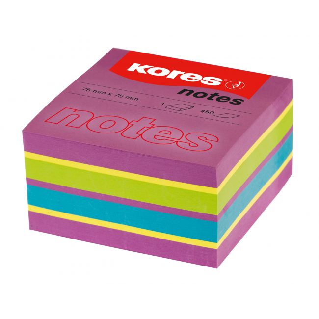 Notes adeziv 75 x 75 mm neon mixt 450 file kores