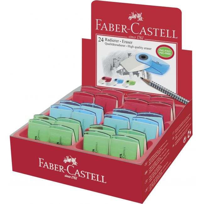 Radiera creion sleeve mini culori transparente faber-castell
