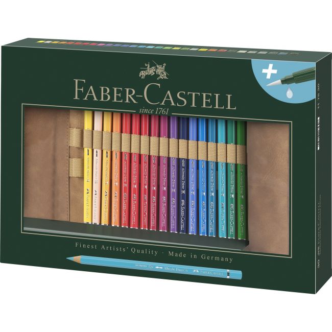 Rollup 30 creioane colorate a.durer si accesorii faber-castell
