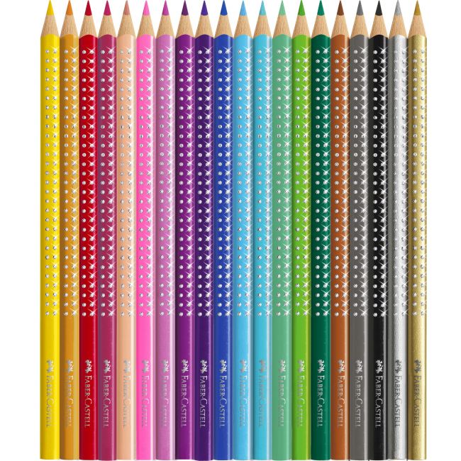 Set cadou 20 creioane colorate sparkle cu ascutitoare sleeve faber-castell
