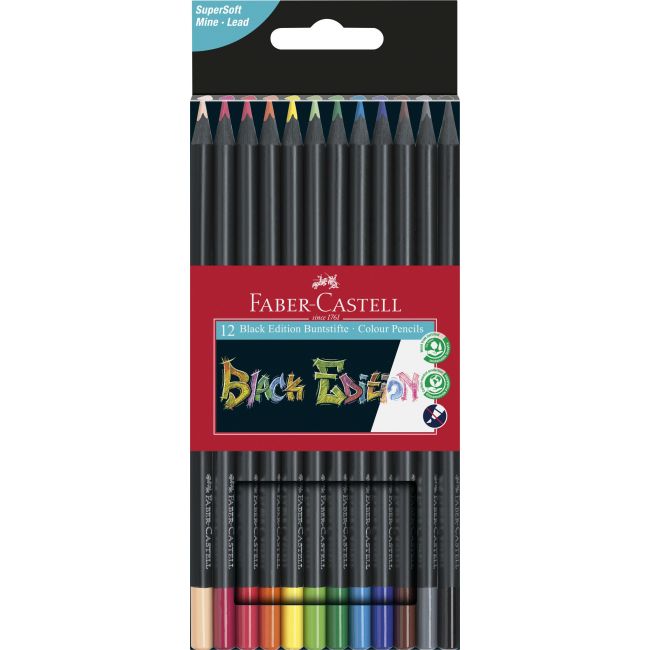 Creioane colorate 12 culori black edition faber-castell