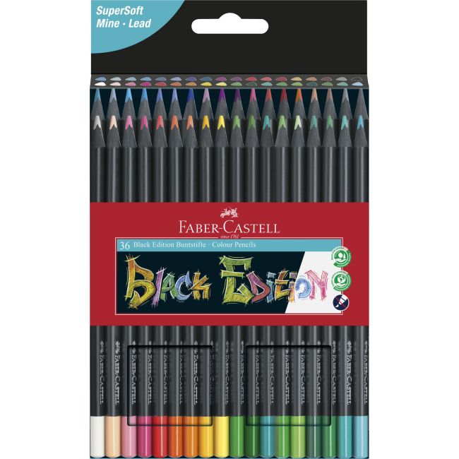 Creioane colorate 36 culori black edition faber-castell