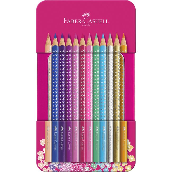 Set cadou 12 creioane colorate sparkle faber-castell