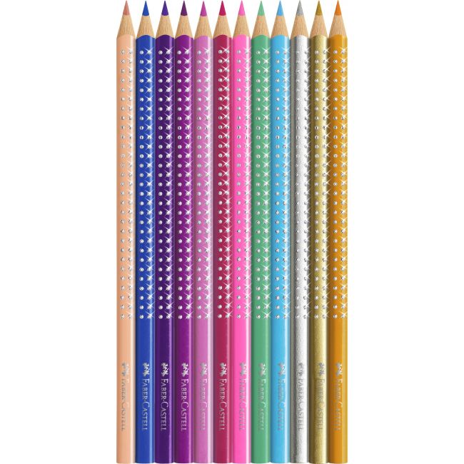Set cadou 12 creioane colorate sparkle faber-castell