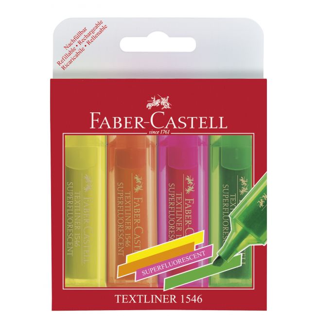 Textmarker set 4 culori superfluorescent 1546 faber-castell