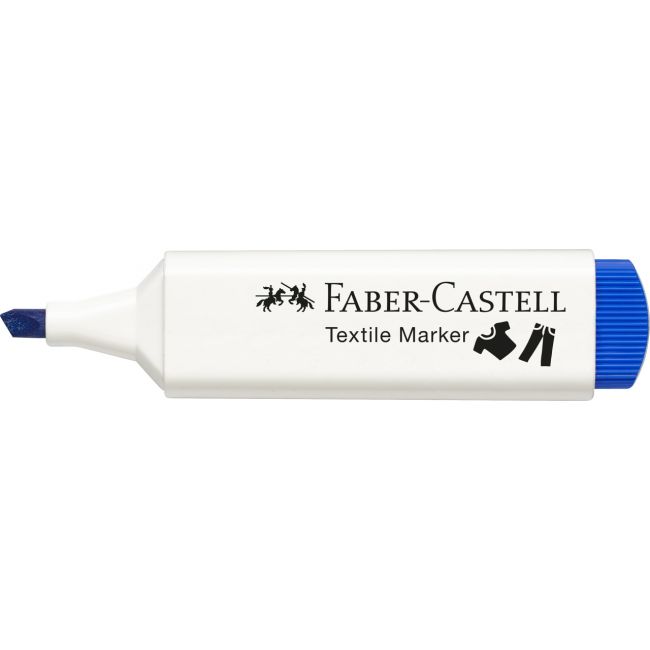Marker textil albastru faber-castell