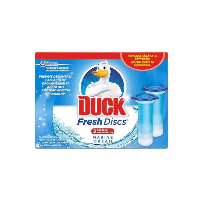 Rezerve odorizant gel pentru vasul toaletei duck fresh discs marine, 12 discuri/set