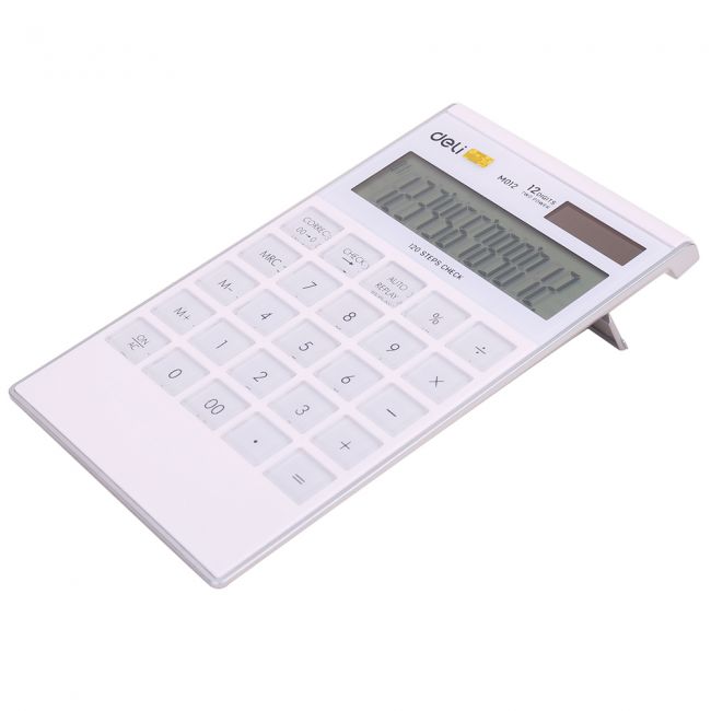 Calculator birou 12dig compact modern alb deli