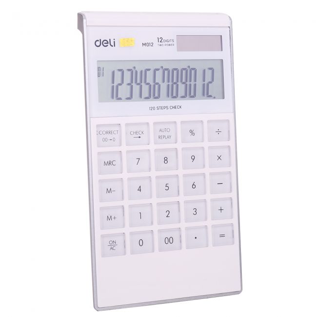Calculator birou 12dig compact modern alb deli