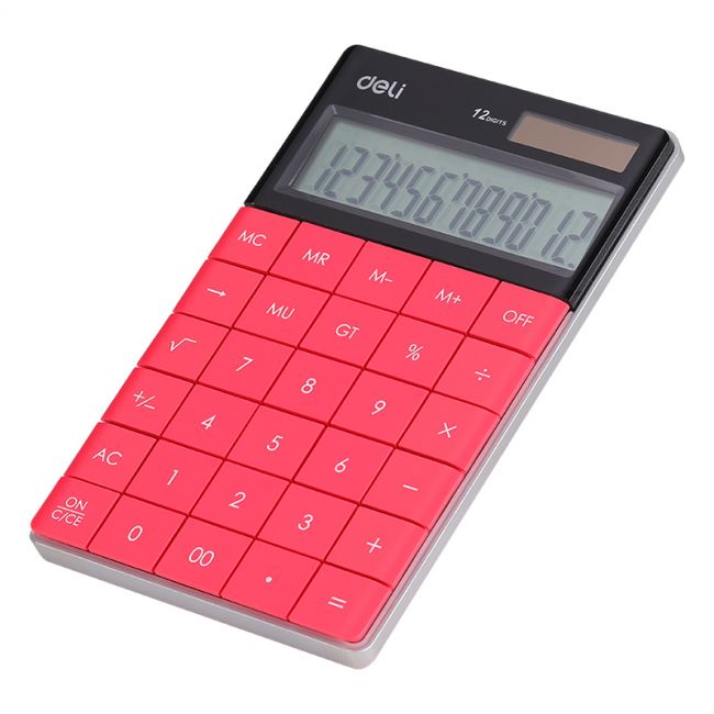 Calculator birou 12dig modern rosu deli