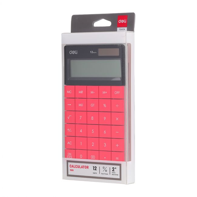 Calculator birou 12dig modern rosu deli