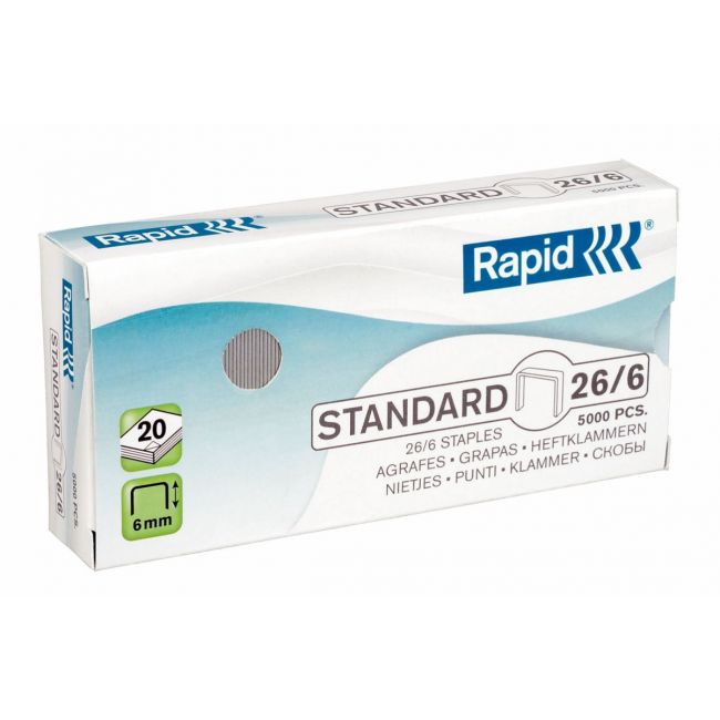 Capse 26/6 20 coli 5000/cut standard rapid