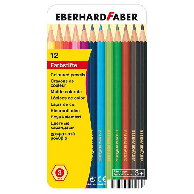 Creioane colorate 12 culori cutie metal eberhard faber
