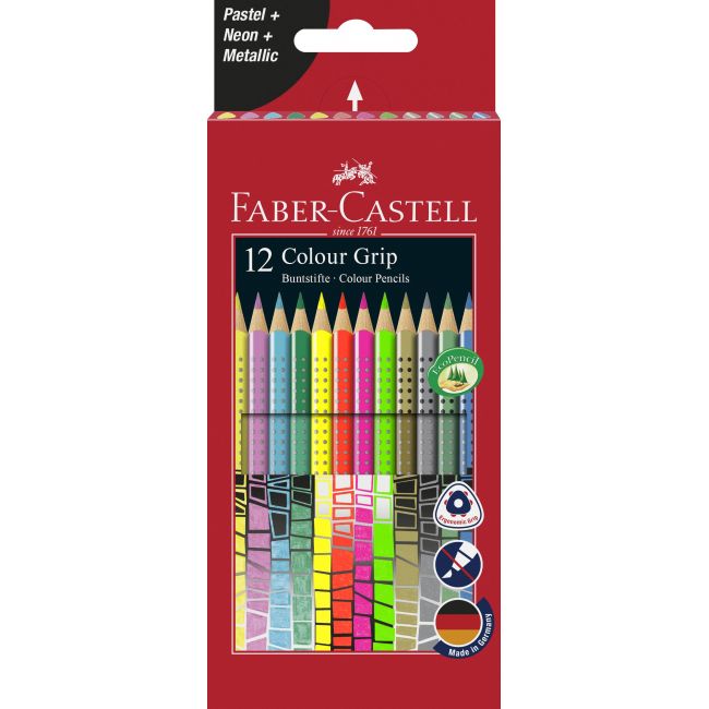 Creioane colorate 12 culori speciale grip faber-castell