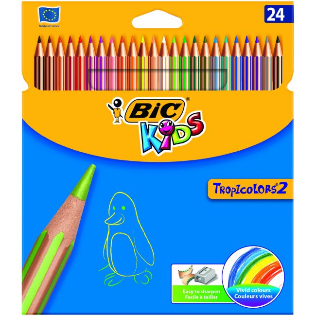 Creioane colorate 24 culori tropicolors bic