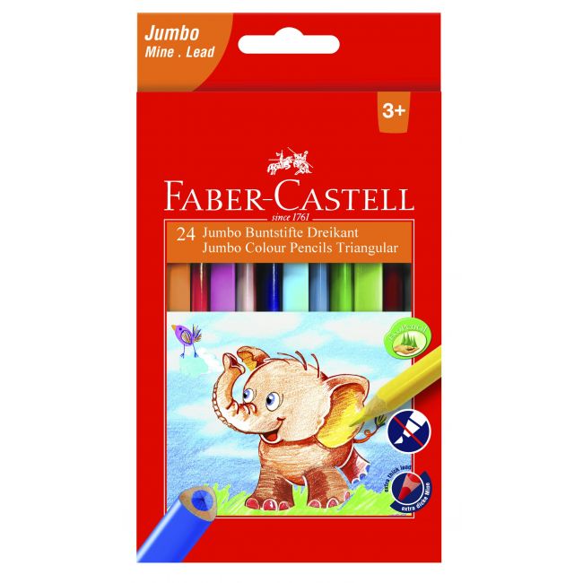 Creioane colorate triunghiulare jumbo 24 culori faber-castell