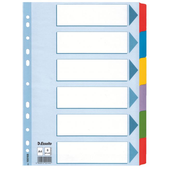 Separatoare index carton 6 coli  mylar esselte