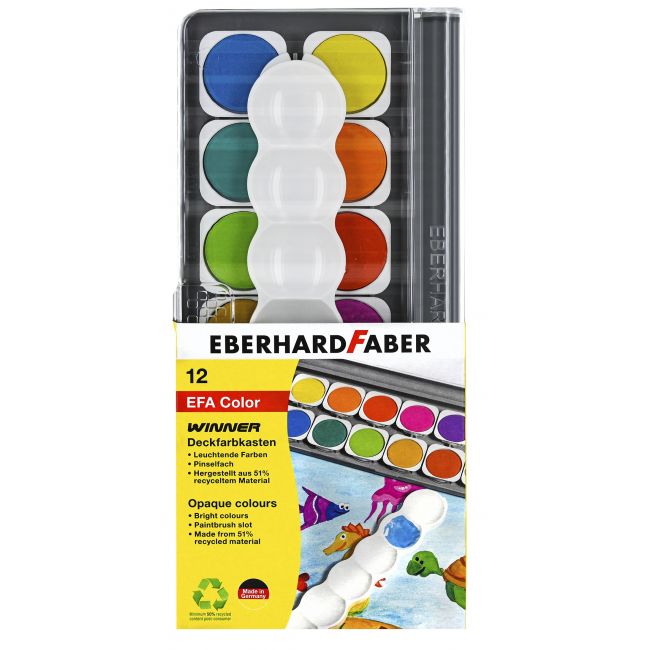 Acuarele 12 culori detasabile + paleta+tub alb eberhard faber