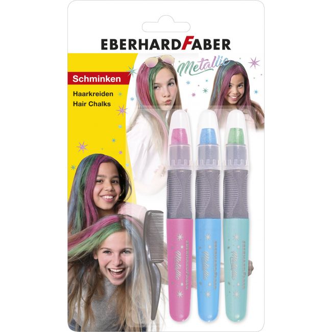 Set colorare par creioane metalizate + pieptan eberhard faber