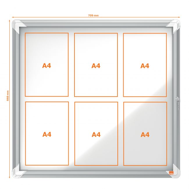 Avizier magnetic 6*a4 carcasa pt interior metalica nobo