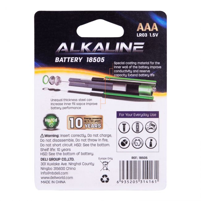 Baterii r3(aaa) alcaline 4 buc/set deli