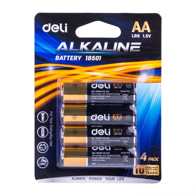 Baterii r6(aa) alcaline 4 buc/set deli