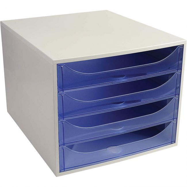 Cabinet 4 sertare gri/albastru exacompta