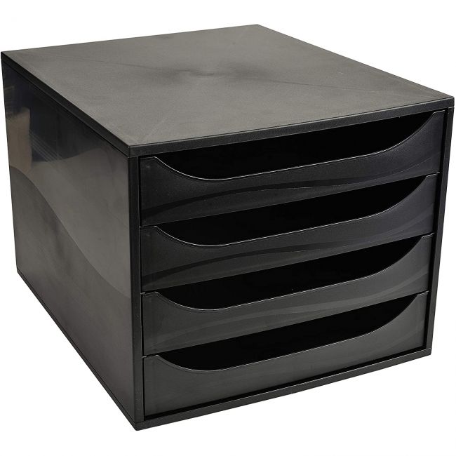 Cabinet 4 sertare negru/negru exacompta
