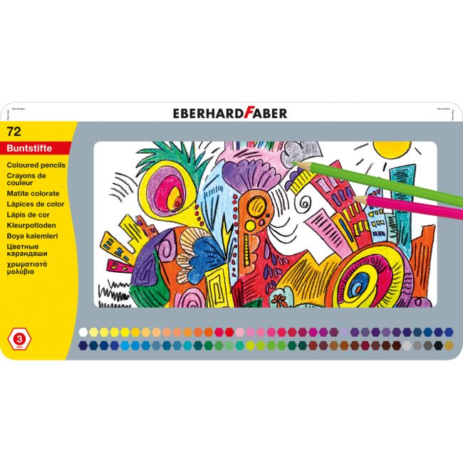 Creioane colorate 72 culori cutie metal eberhard faber