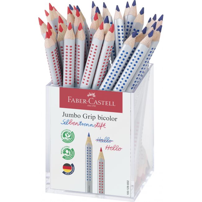 Creion colorat bicolor rosu/albastru cutie plastic 36 buc faber