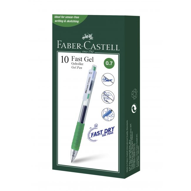 Pix cu gel 0.7mm fast gel verde faber-castell