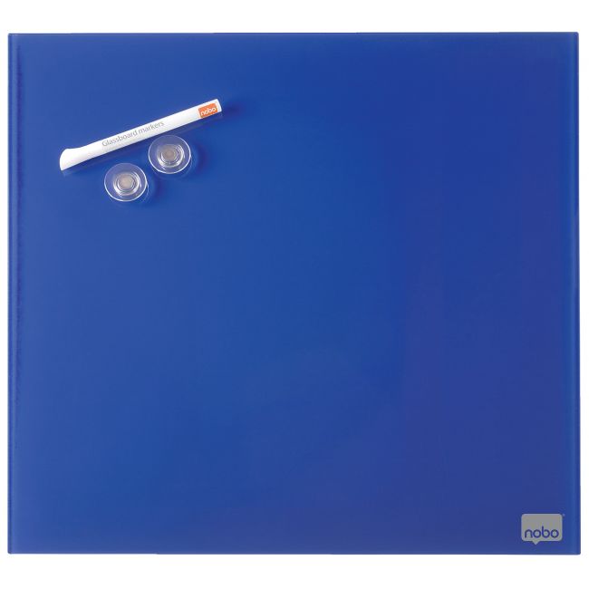 Tabla magnetica sticla 45*45 cm albastra+accesorii diamond nobo