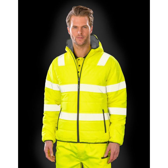 Recycled ripstop padded safety jacket fluorescent yellow marimea l