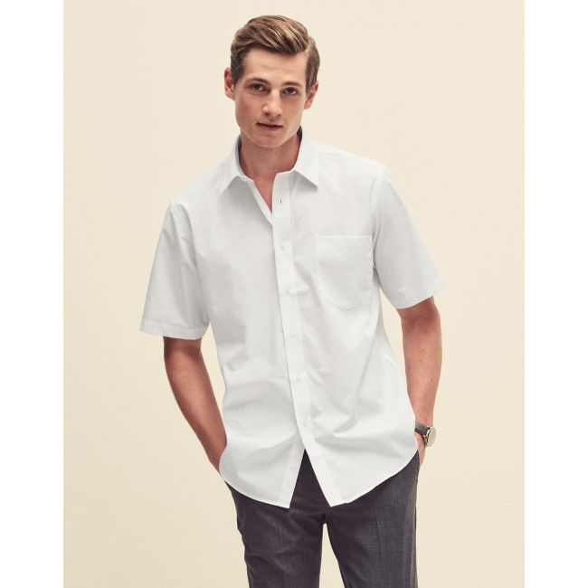 Poplin shirt short sleeve white marimea 2xl (45"-46")