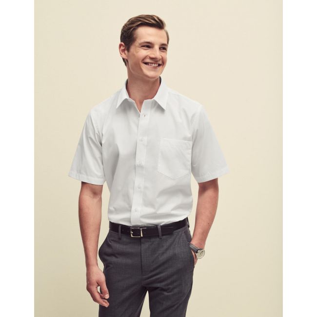 Poplin shirt short sleeve white marimea s (37"-38")