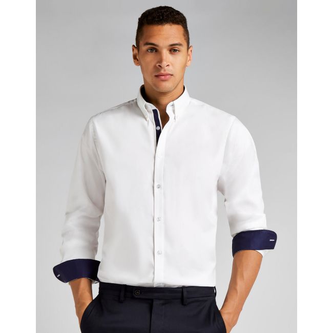 Tailored fit premium contrast oxford shirt white/mid blue marimea s