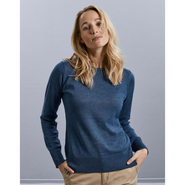 Ladies' crew neck knitted pullover charcoal marl marimea s