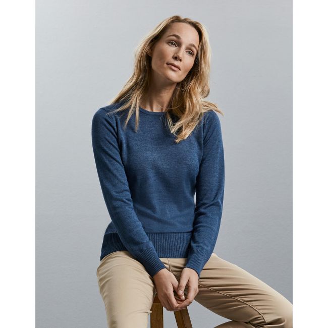 Ladies' crew neck knitted pullover denim marl marimea l