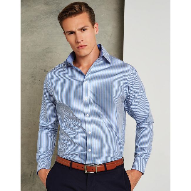 Tailored fit bengal stripe shirt ls mid blue/white marimea xs