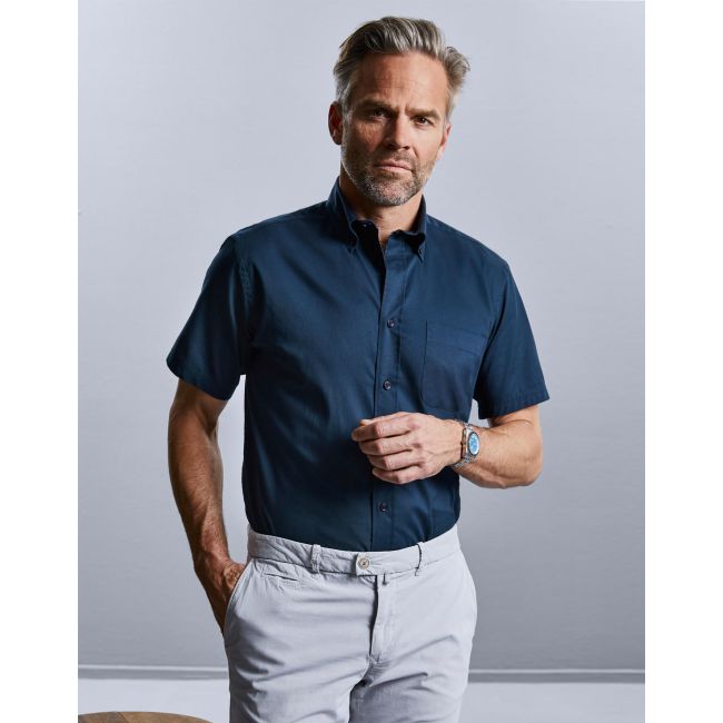 Short sleeve classic twill shirt zinc marimea m