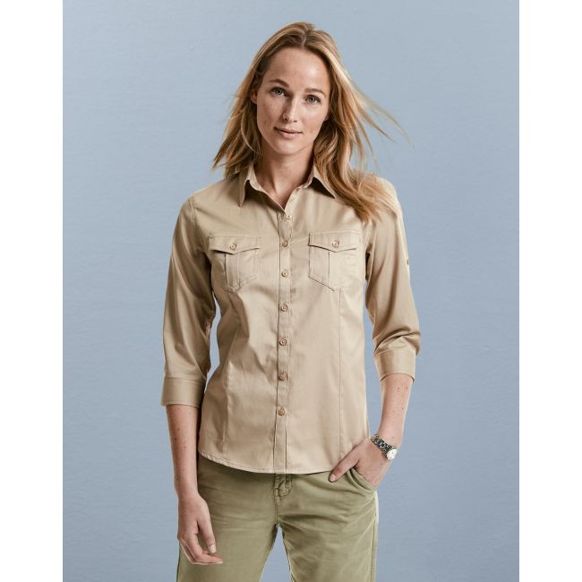 Ladies' roll 3/4 sleeve shirt french navy marimea xs (34)